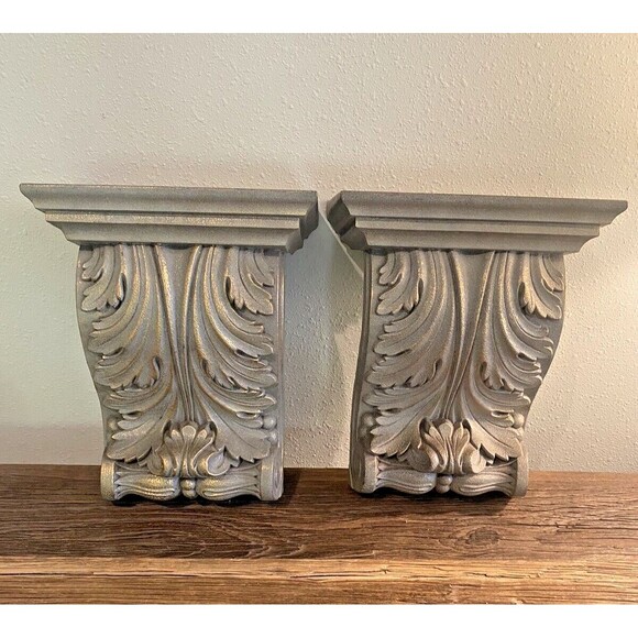 Home Interiors Vintage Set of 2 Ornate Wall Shelves - Picture 6 of 13